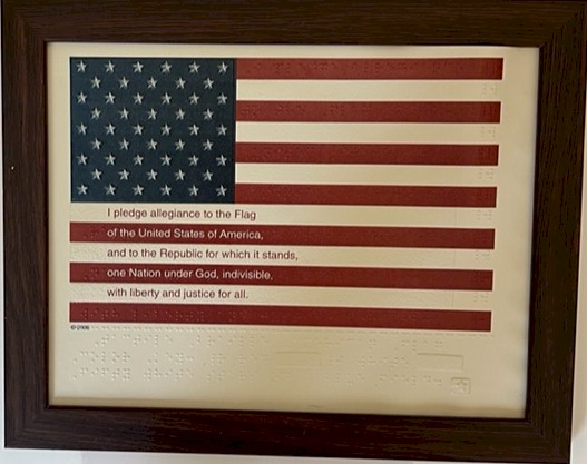 Braile Flag Braillon, a polyethylene material noted for durably retaining Braille and tactile graphics